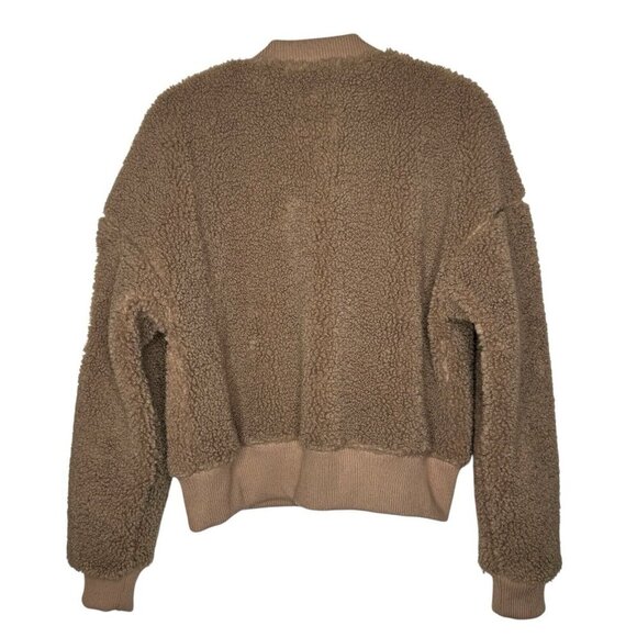 ABERCROMBIE & FITCH Womens Camel Tan Sherpa Bomber Jacket Velvet Lining Size M - Picture 5 of 6
